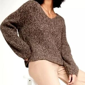 Vince Marled Traveling Rib V-Neck Alpaca Mohair Sweater In Granite Size XS